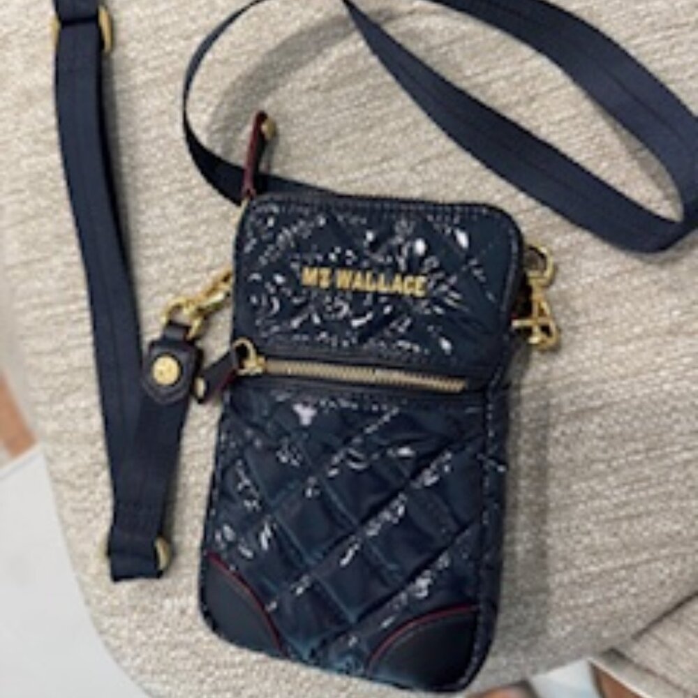 MZ Wallace navy blue patten leather crossbody